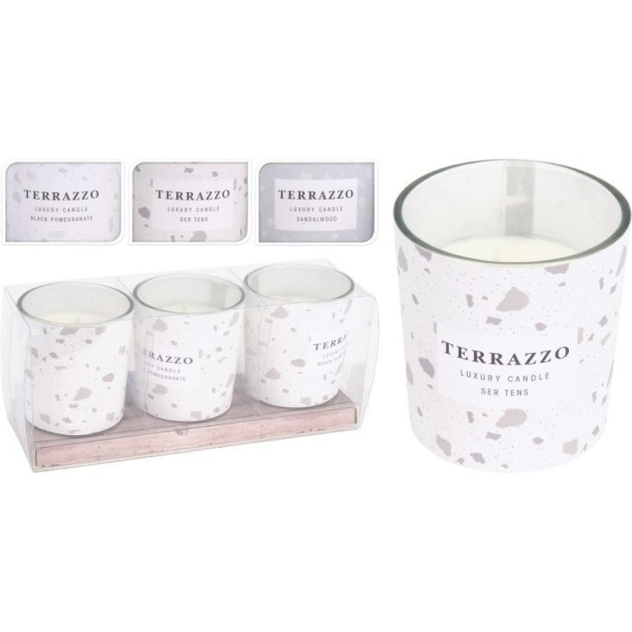 SET 3 VASI VETRO CON CANDELA 8 CM.